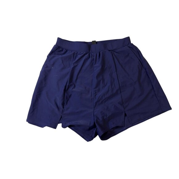 NWT Bloomchic Womens Plus Size 14-16 Navy Blue High-Waisted Stretchy Shorts With - Picture 1 of 6